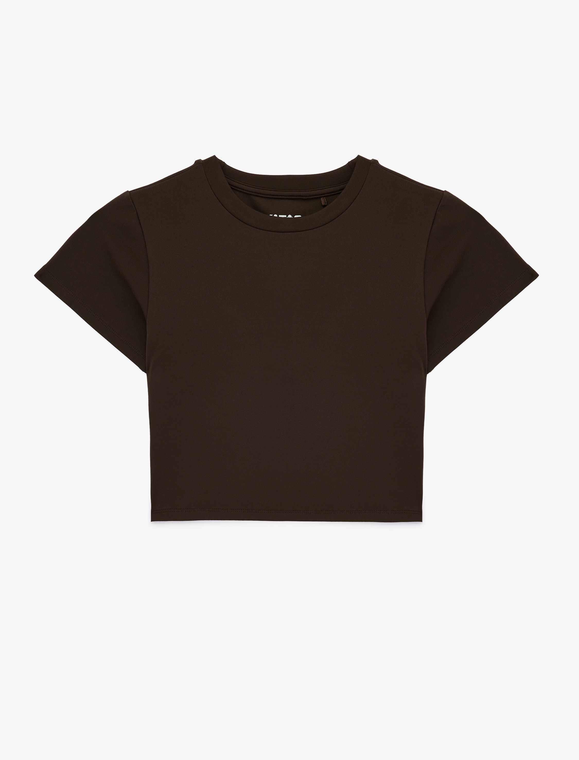   Slim Fit Kısa Kollu Bisiklet Yaka Crop Spor Tişört