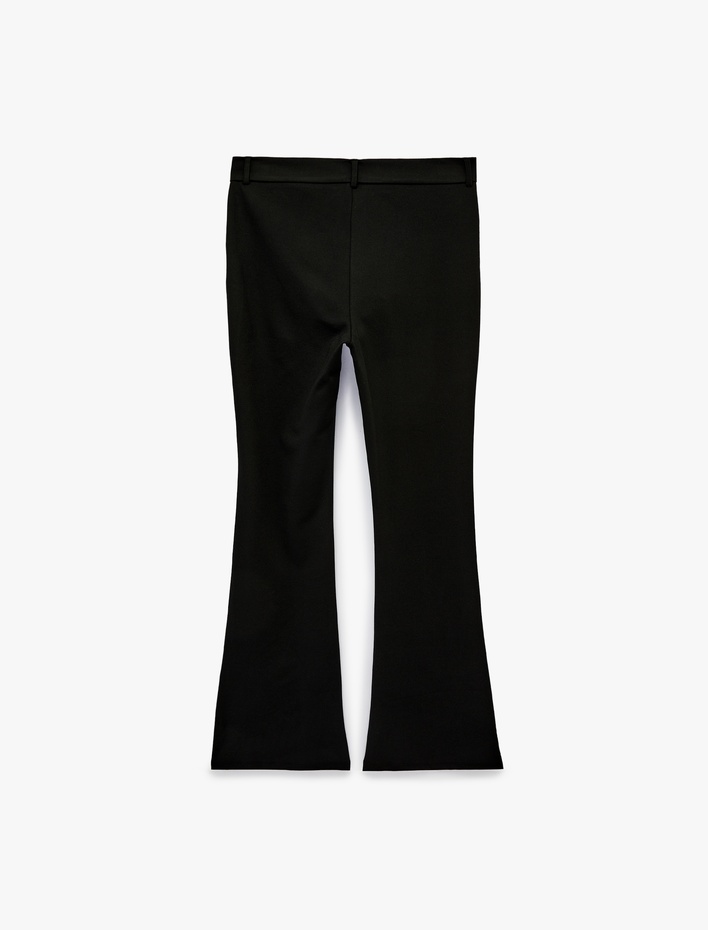  Slim Fit Nervür Detaylı İspanyol Paça Pantolon