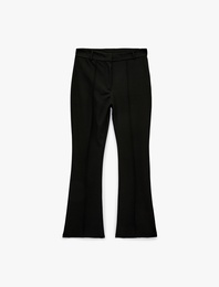 Slim Fit Nervür Detaylı İspanyol Paça Pantolon