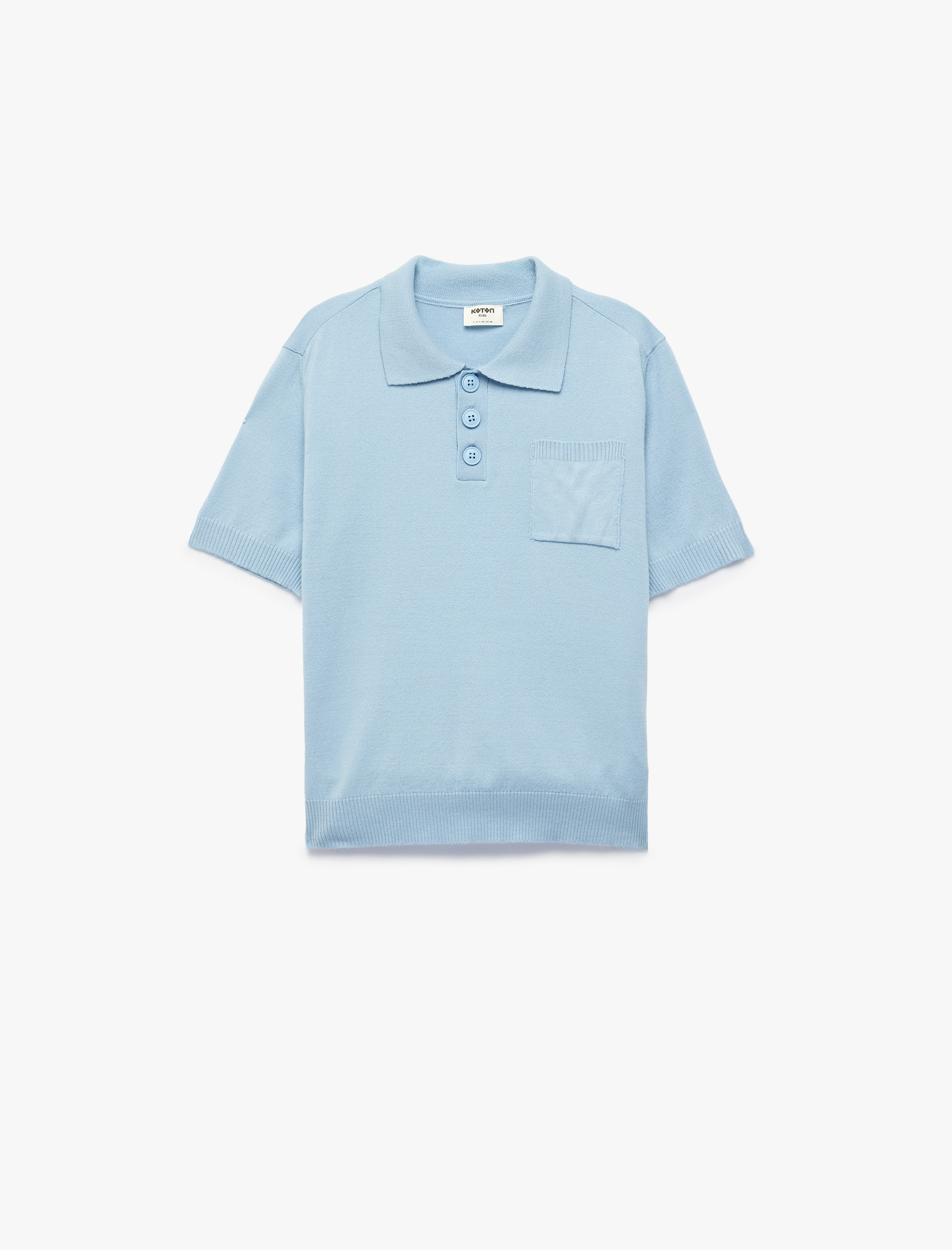  Erkek Çocuk Kısa Kollu Cep Detaylı Düğmeli Polo Yaka Triko Tişört