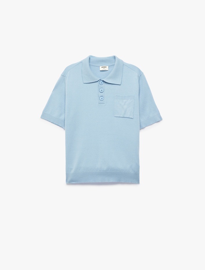 Erkek Çocuk Kısa Kollu Cep Detaylı Düğmeli Polo Yaka Triko Tişört
