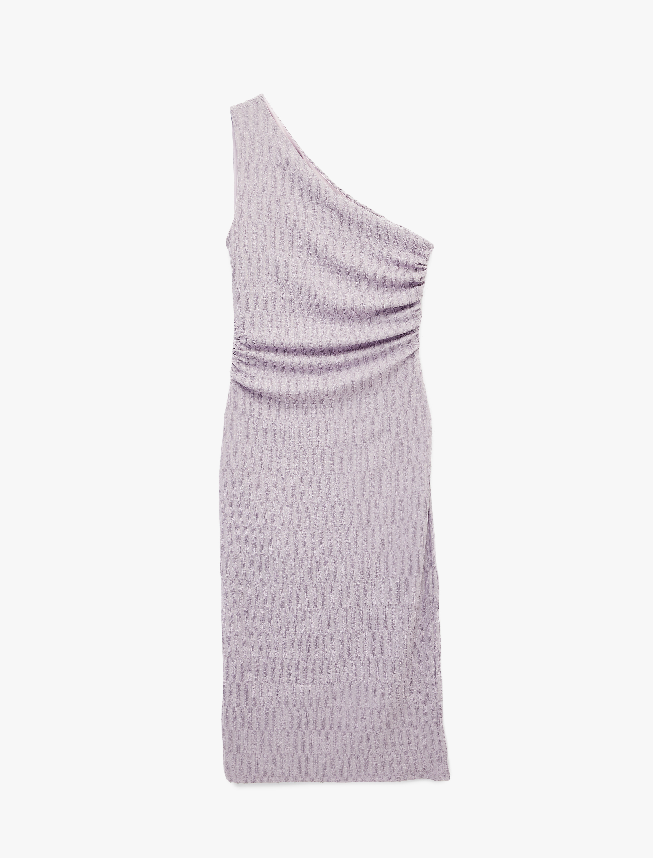   Tek Omuz Kolsuz Slim Fit Bürümcük Uzun Elbise