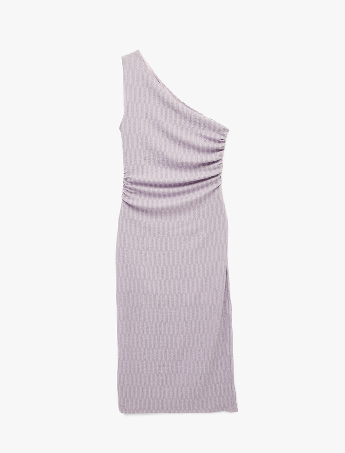  Tek Omuz Kolsuz Slim Fit Bürümcük Uzun Elbise