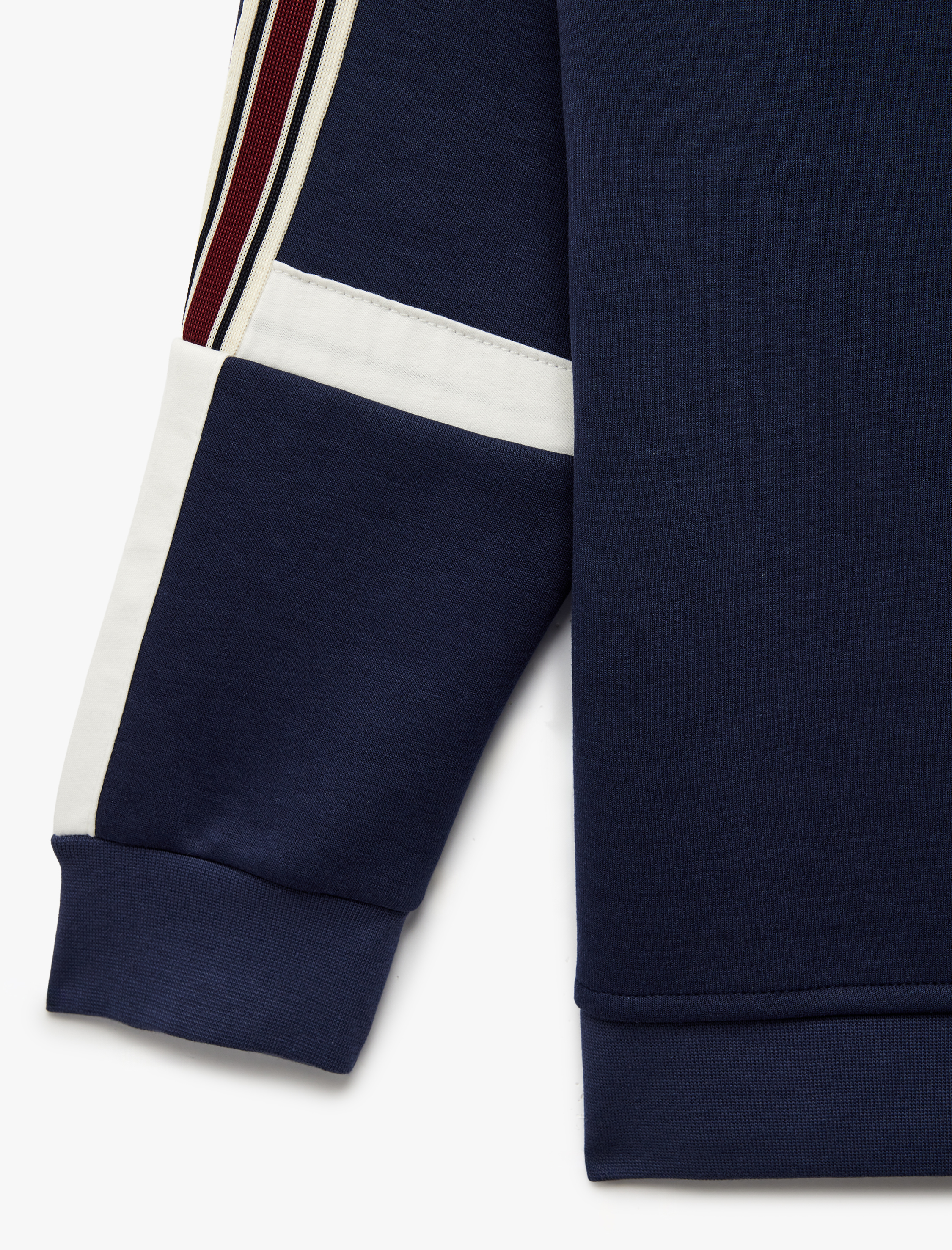  Erkek Çocuk Uzun Kollu Çizgili Şerit Detaylı Dik Yaka Fermuarlı Oversize Ceket