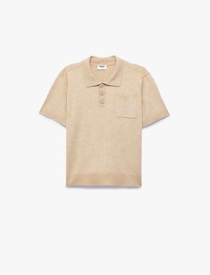 Erkek Çocuk Kısa Kollu Cep Detaylı Düğmeli Polo Yaka Triko Tişört