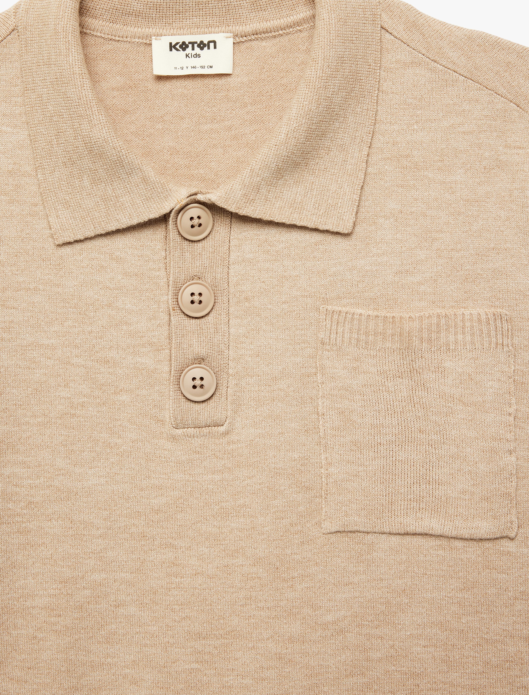  Erkek Çocuk Kısa Kollu Cep Detaylı Düğmeli Polo Yaka Triko Tişört