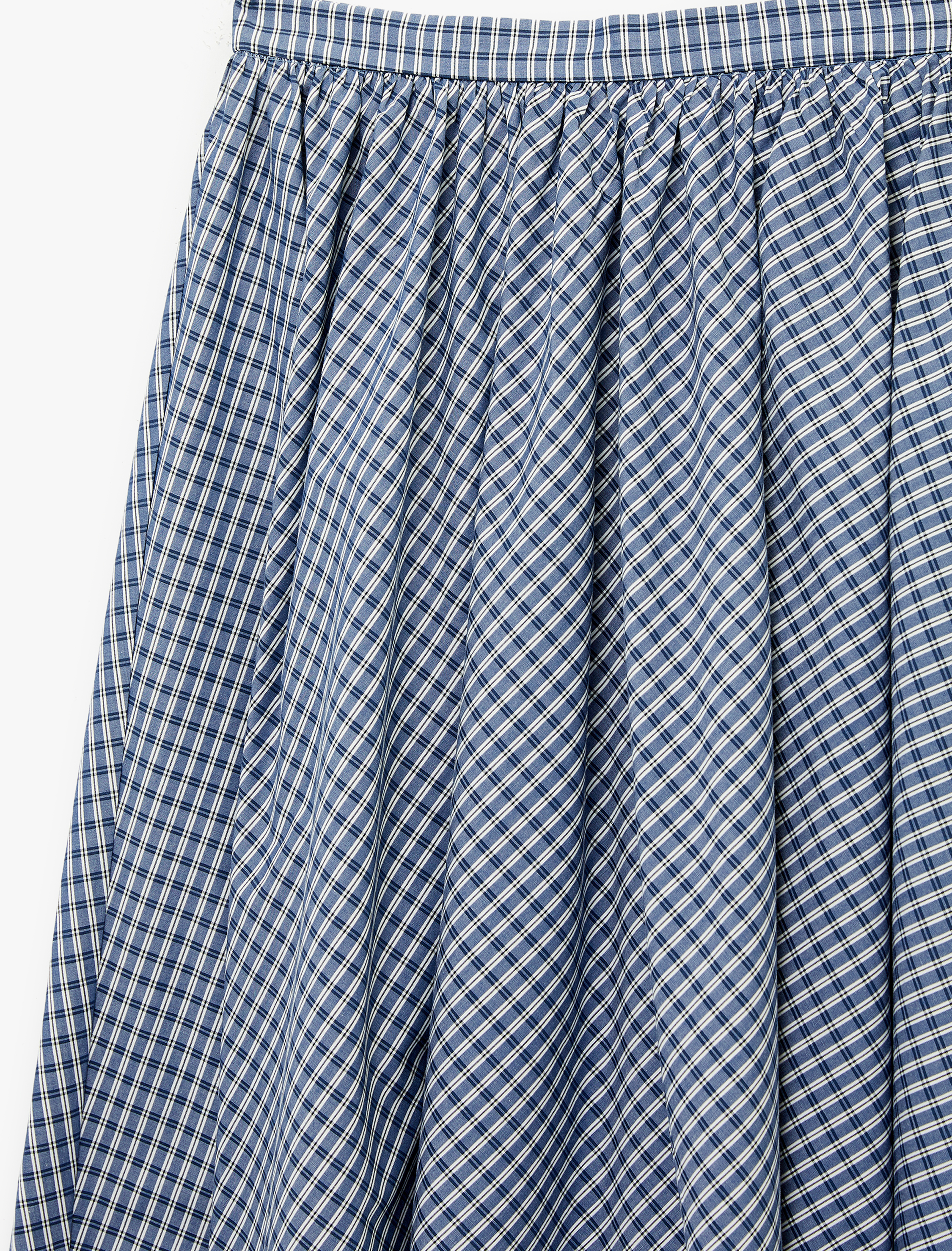   Regular Fit Pamuklu Poplin Ekose Uzun Etek