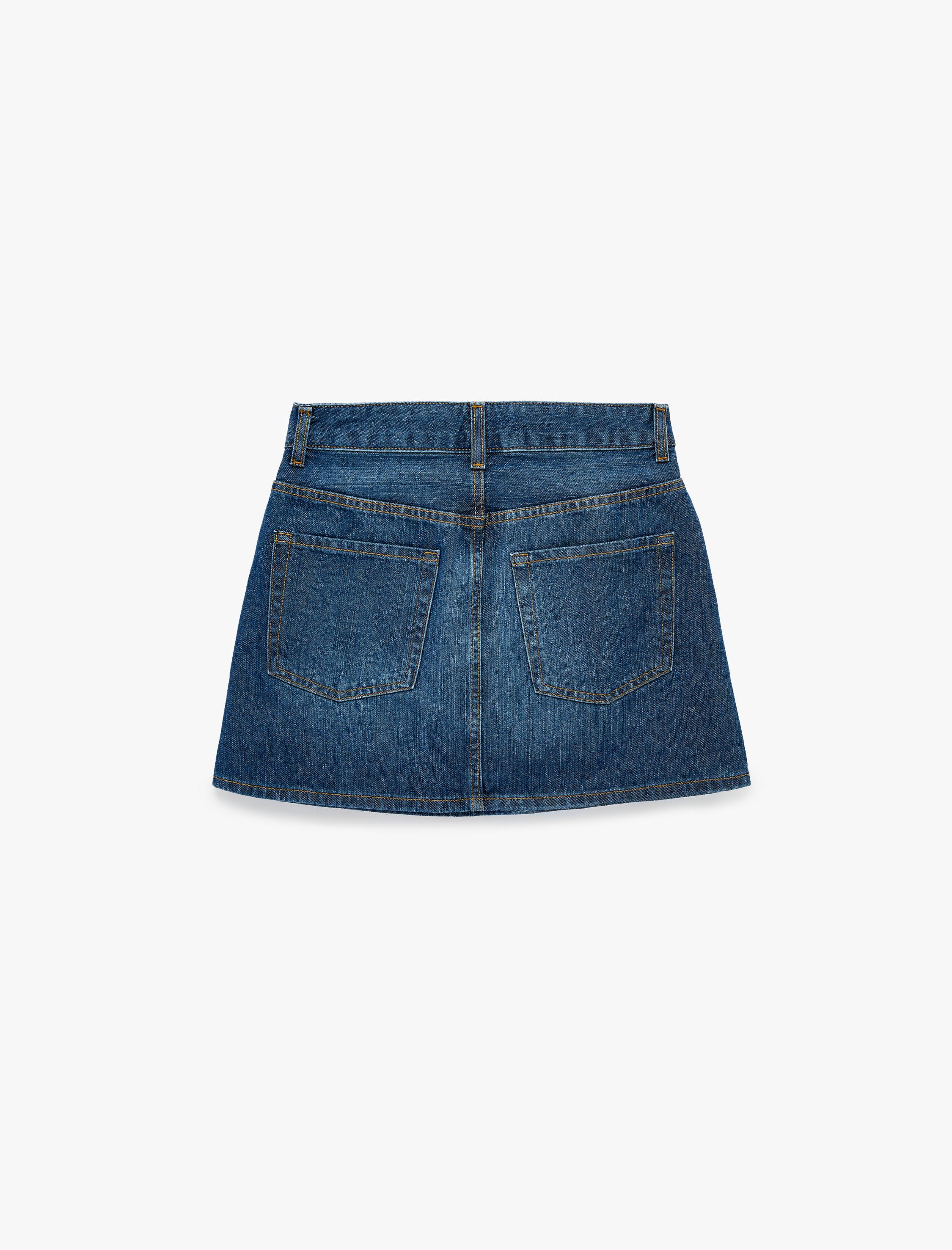   Pamuklu Cepli Düğmeli Mini A Kesim Denim Etek