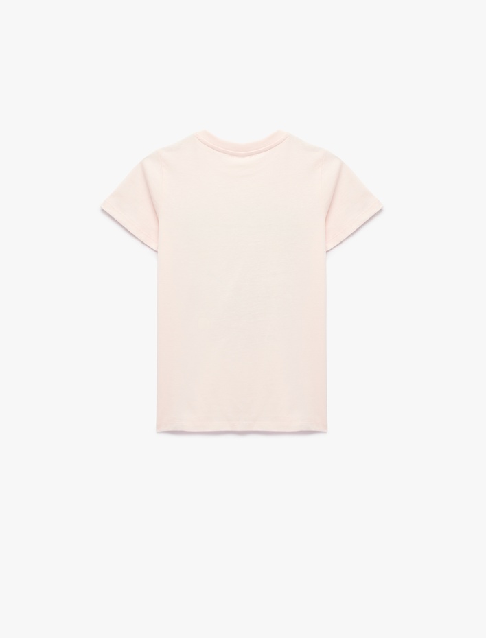 Kız Çocuk Pamuklu Kısa Kollu Bisiklet Yaka Hayvan Grafik Baskılı Tişört