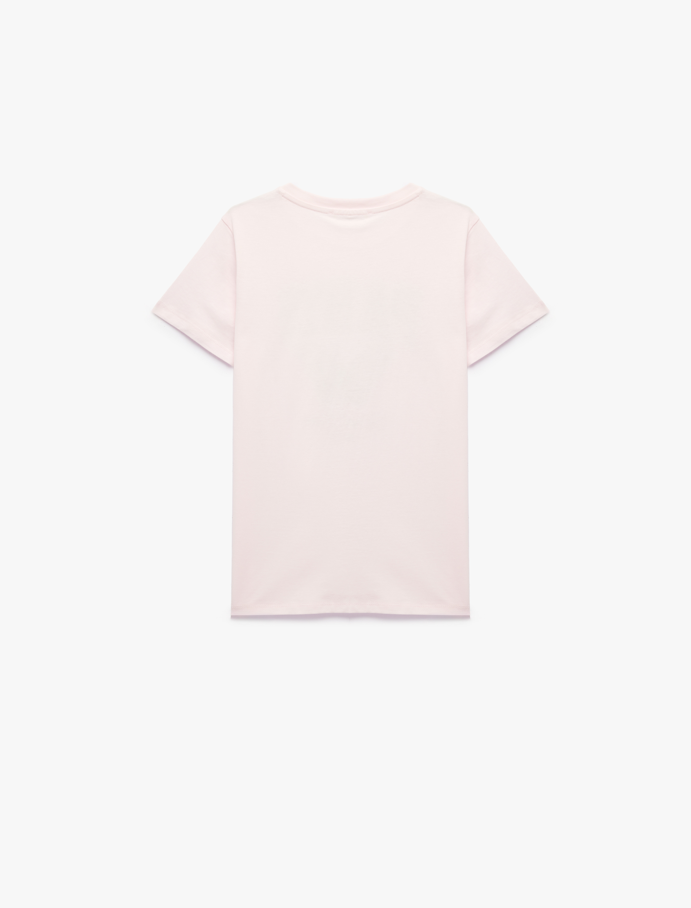  Kız Çocuk Pamuklu Kısa Kollu Bisiklet Yaka Kelebek Baskılı Tişört