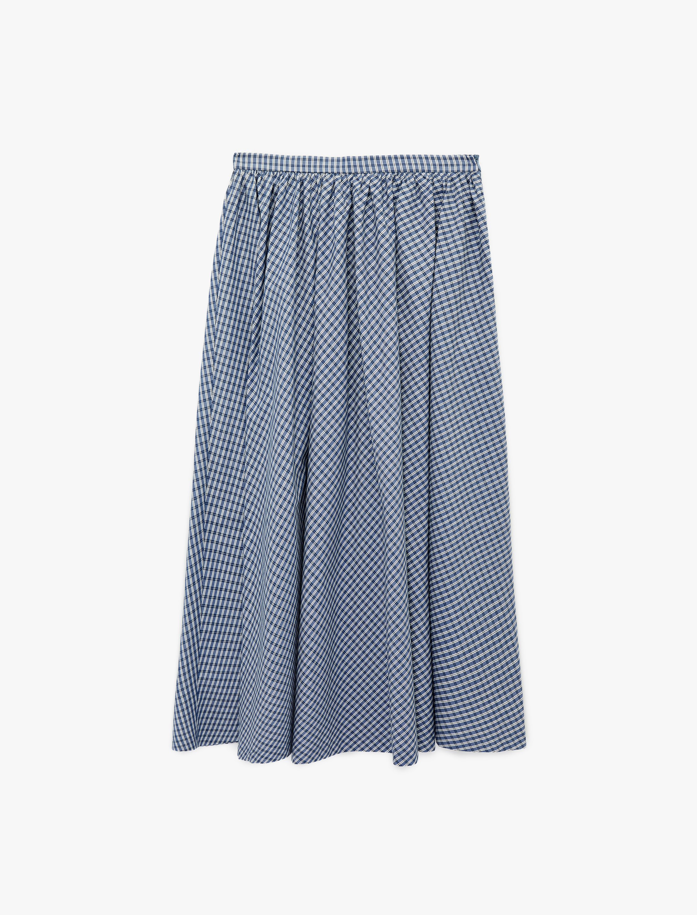   Regular Fit Pamuklu Poplin Ekose Uzun Etek