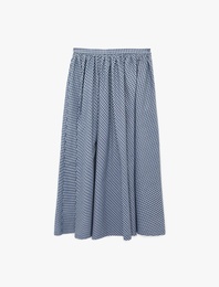 Regular Fit Pamuklu Poplin Ekose Uzun Etek