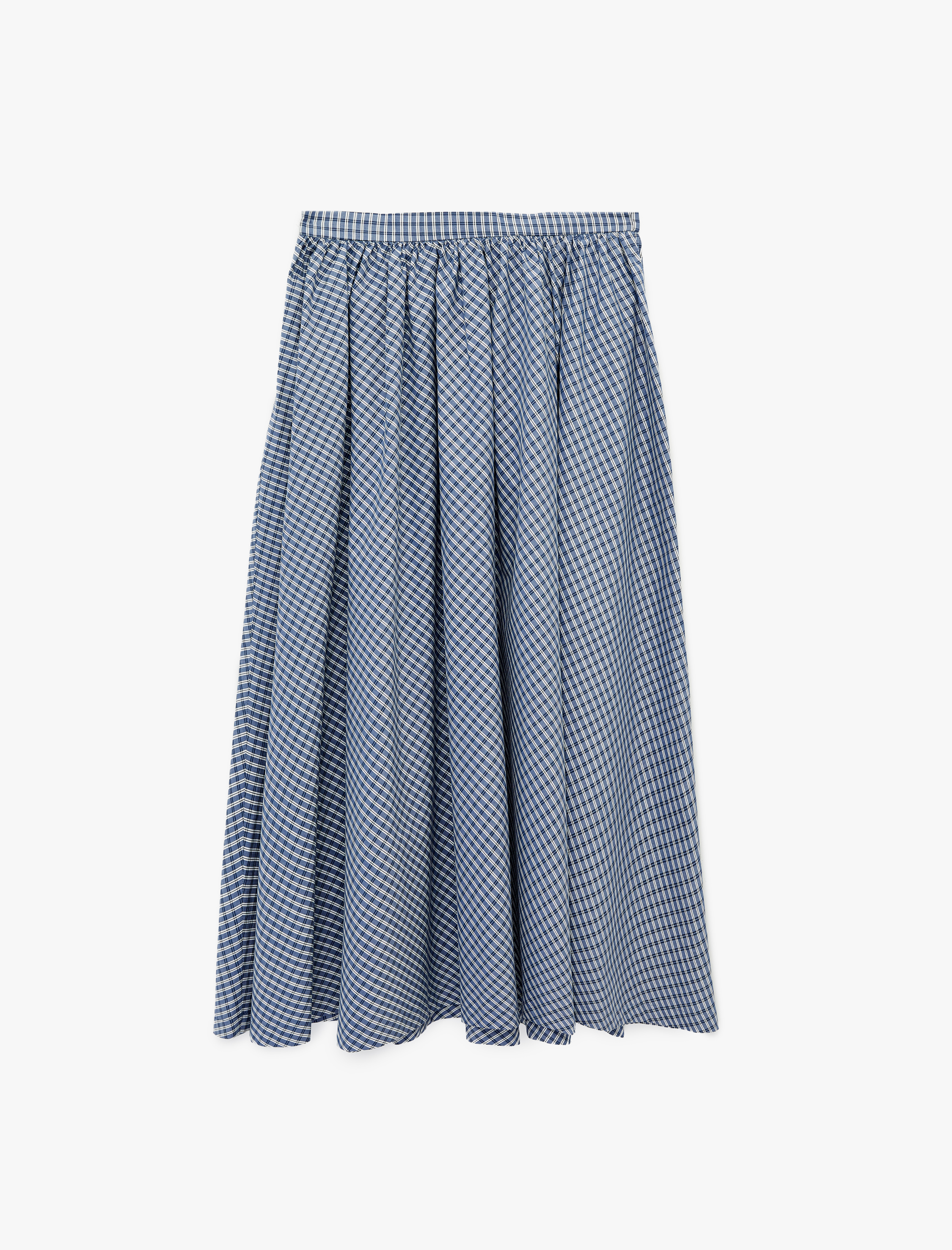   Regular Fit Pamuklu Poplin Ekose Uzun Etek