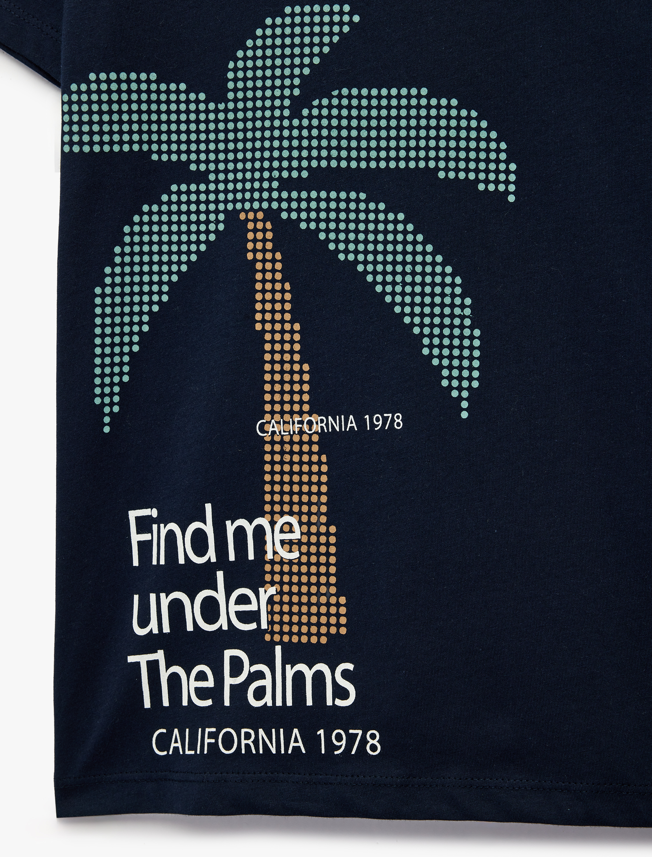  Erkek Çocuk Kısa Kollu Bisiklet Yaka Pamuklu Palmiye Baskılı Tişört