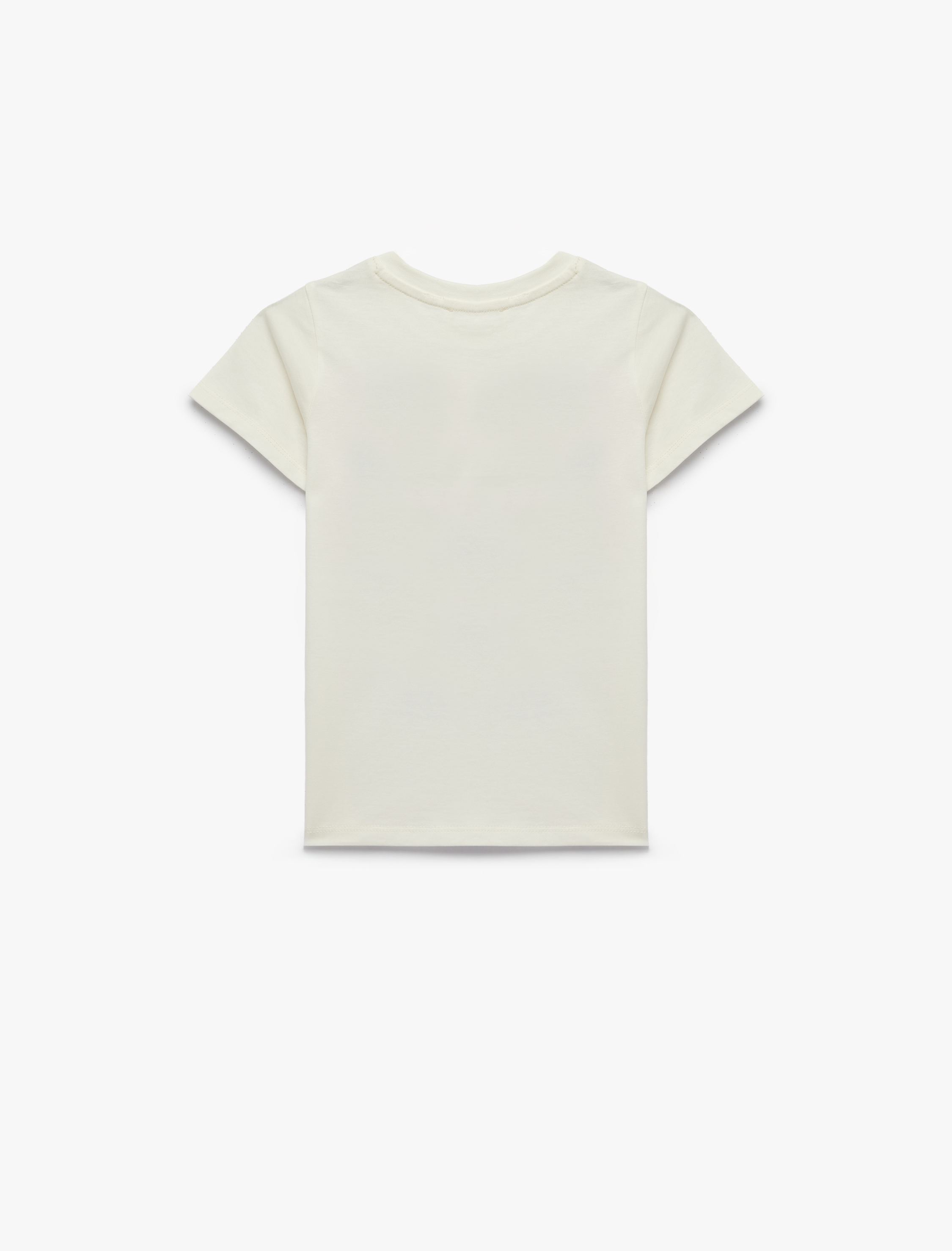  Kız Çocuk Pamuklu Kısa Kollu Bisiklet Yaka Ayıcık Baskılı Tişört