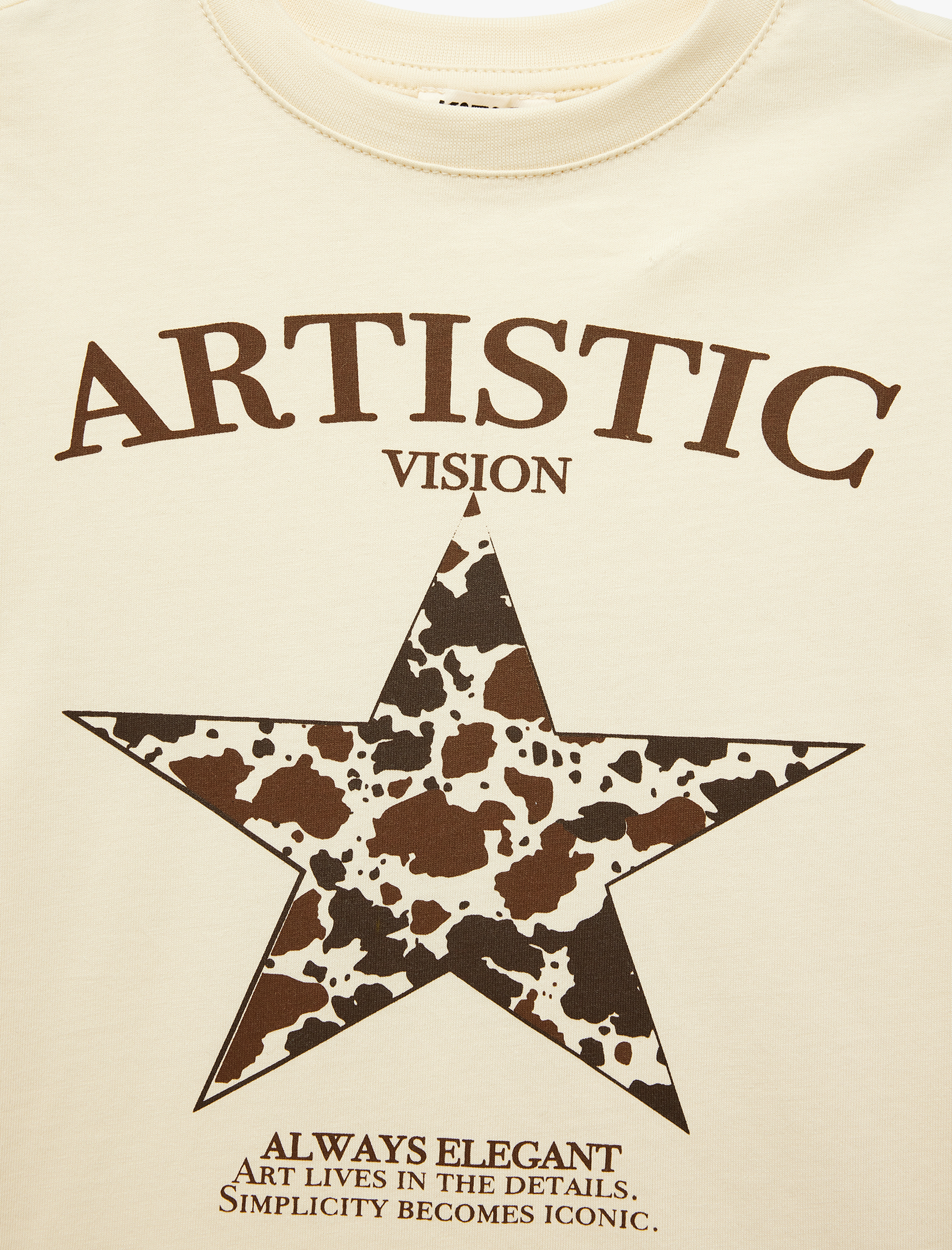  Kız Çocuk Pamuklu Kısa Kollu Bisiklet Yaka Yıldız Baskılı Tişört