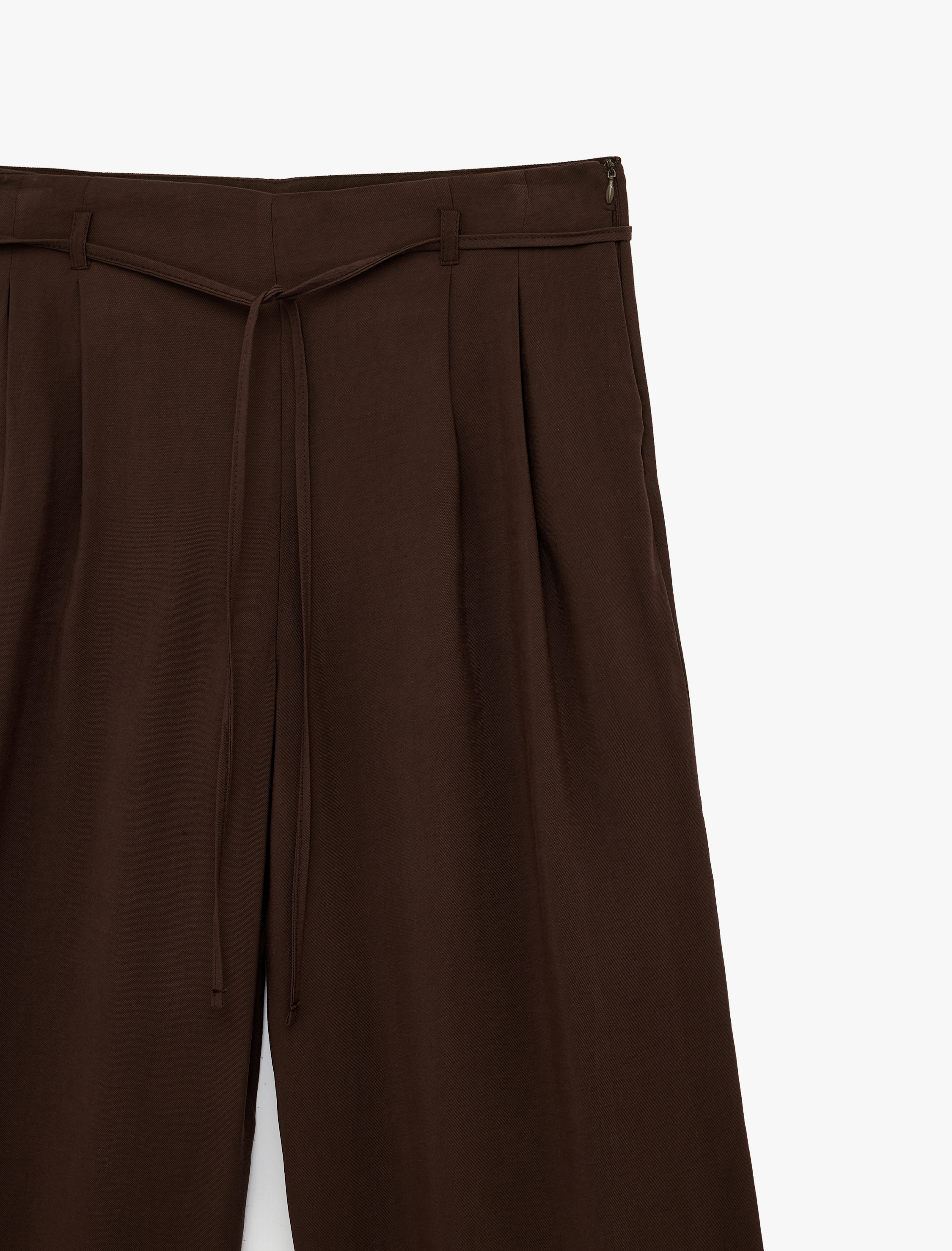   Modal Kumaş Beli Bağcıklı Geniş Paça Palazzo Pantolon