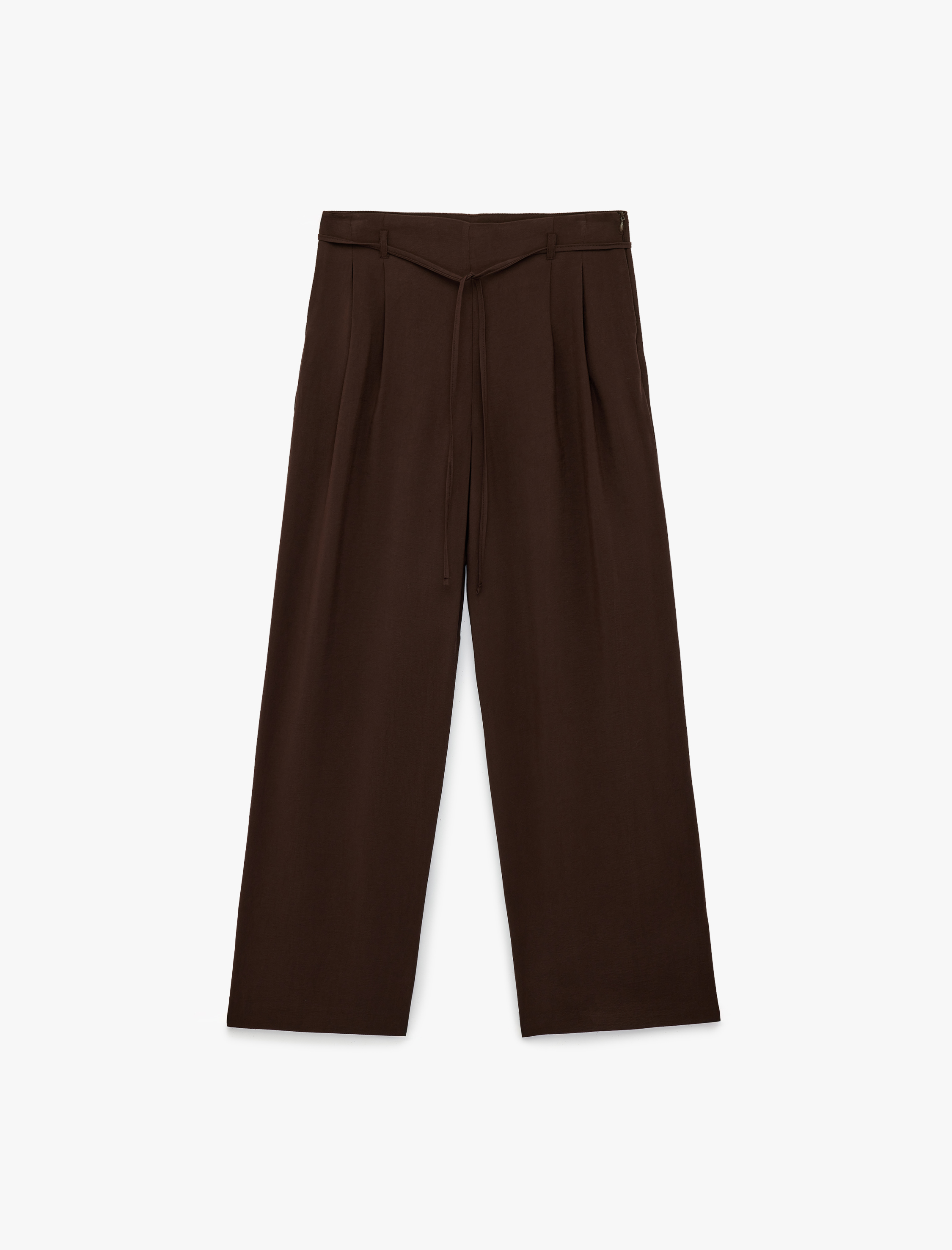   Modal Kumaş Beli Bağcıklı Geniş Paça Palazzo Pantolon