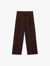 Modal Kumaş Beli Bağcıklı Geniş Paça Palazzo Pantolon