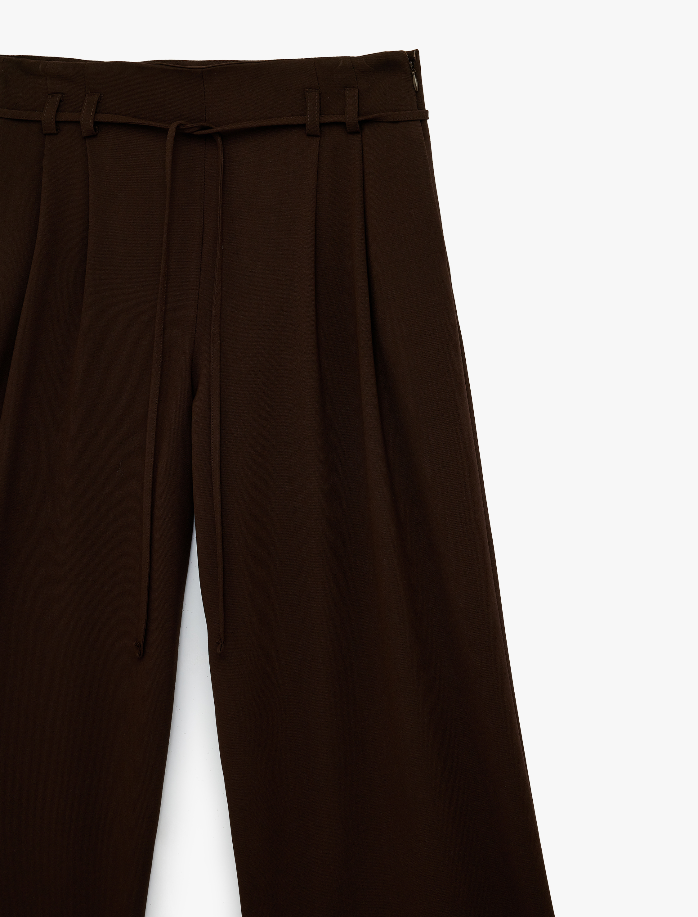   Beli Bağcıklı Pile Detaylı Geniş Paça Palazzo Pantolon