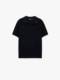 Pamuklu Dokulu Polo Yaka Kısa Kollu Triko Tişört