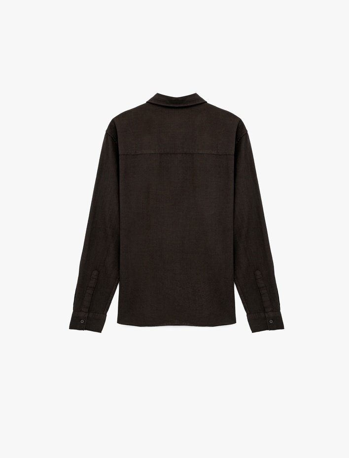  Regular Fit Pamuklu Klasik Yaka Düğmeli Uzun Kollu Gömlek