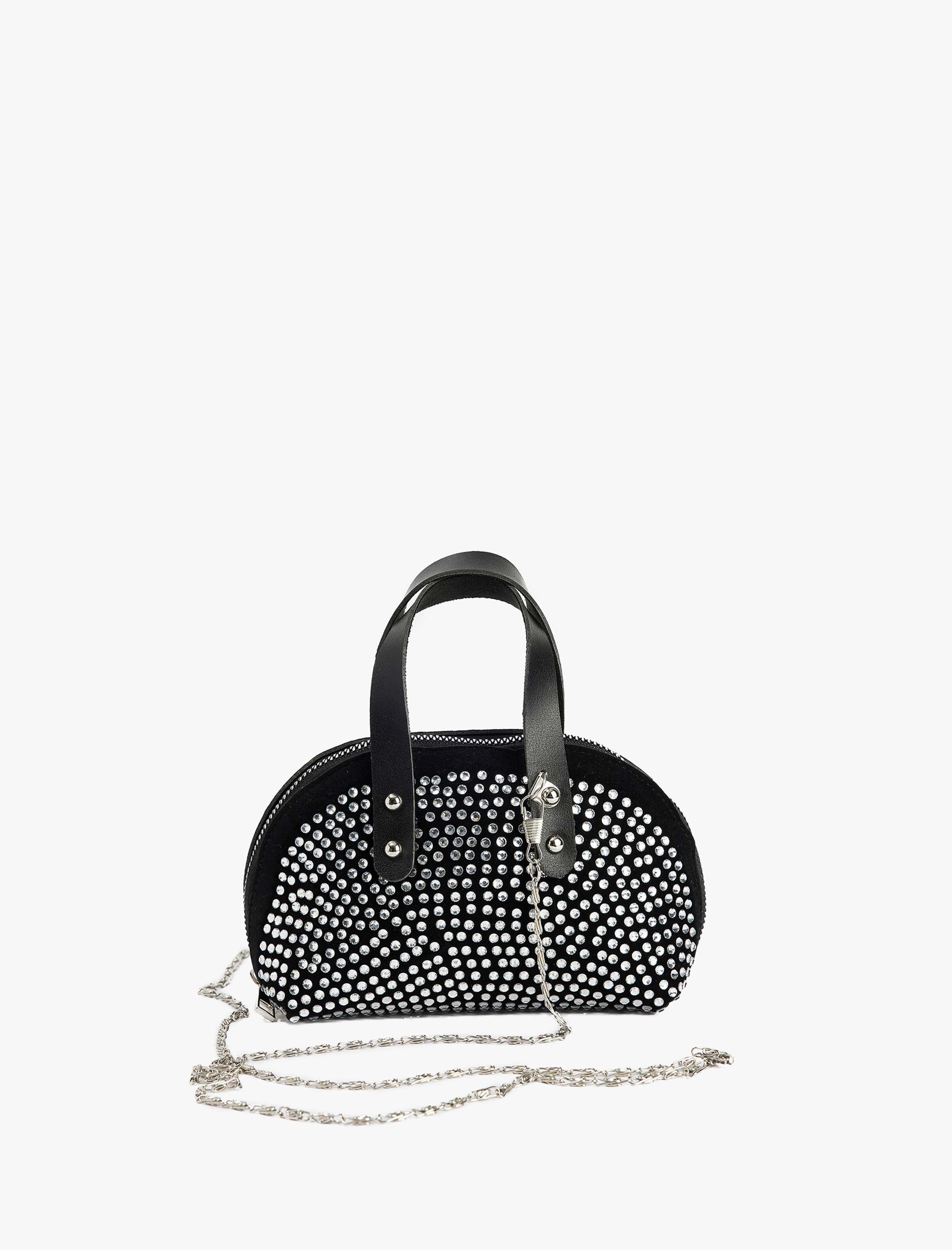  Kadın Zincir Askılı Metal Aksesuarlı Taşlı Mini Çanta