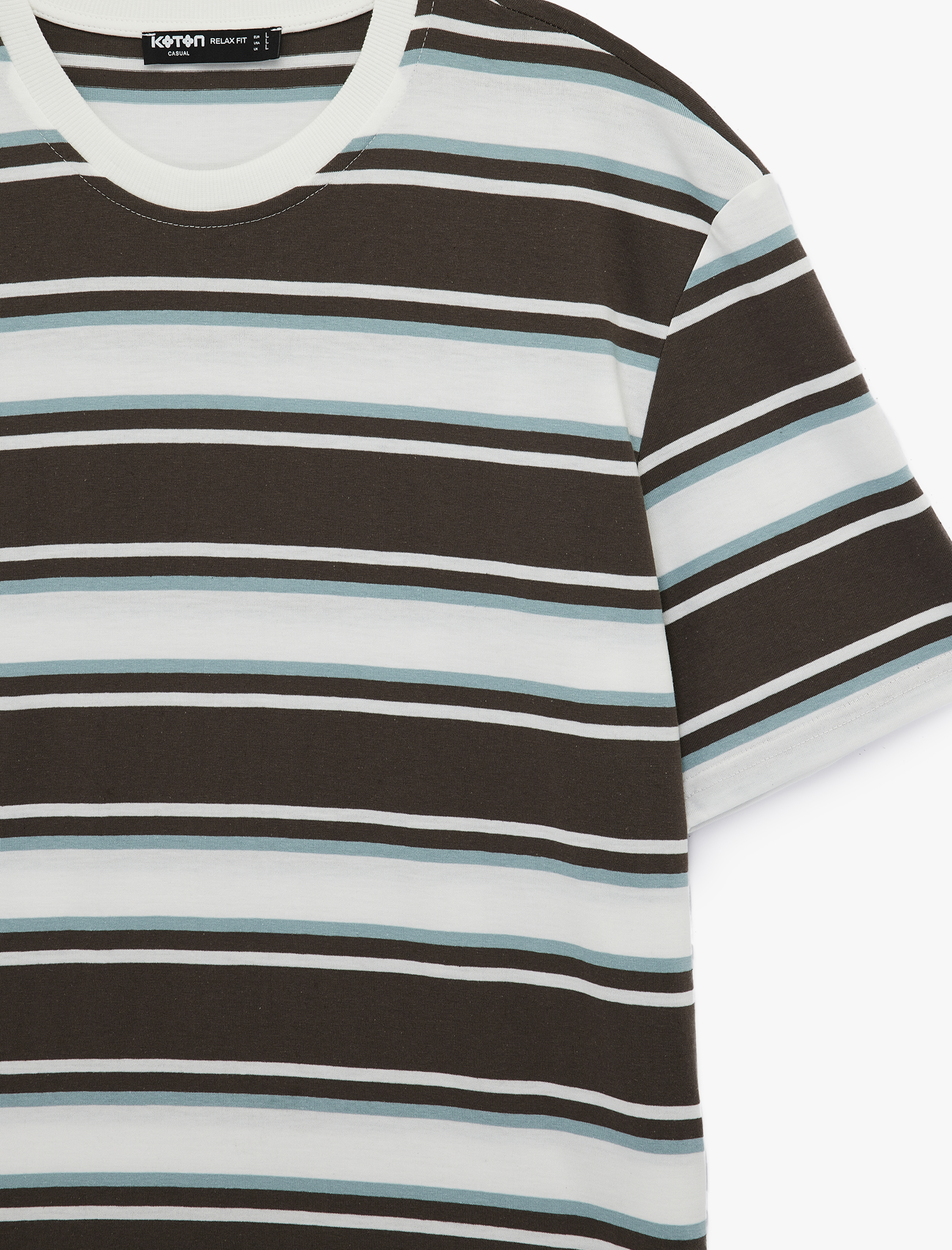   Oversize Kısa Kollu Bisiklet Yaka Çizgili Tişört