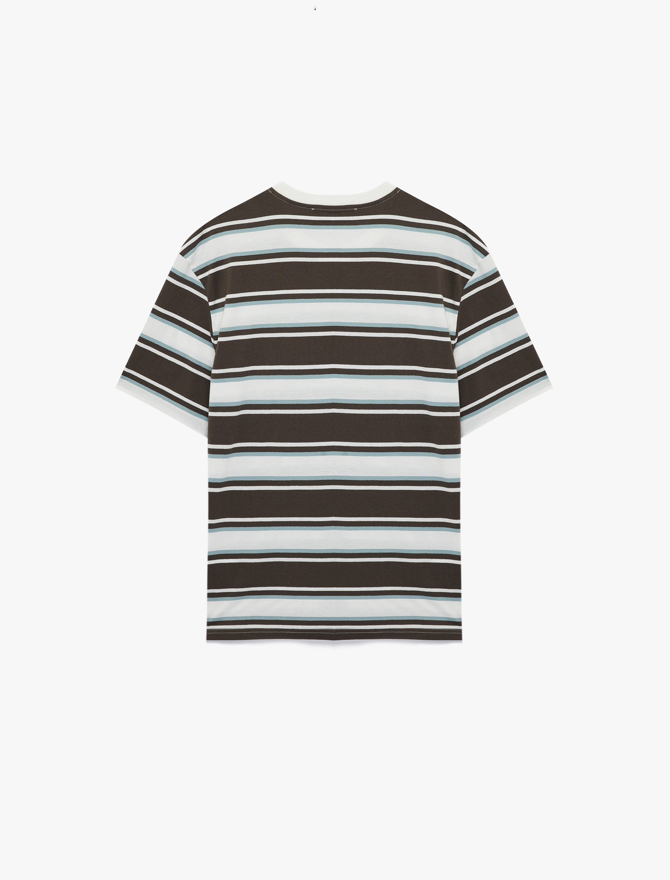   Oversize Kısa Kollu Bisiklet Yaka Çizgili Tişört