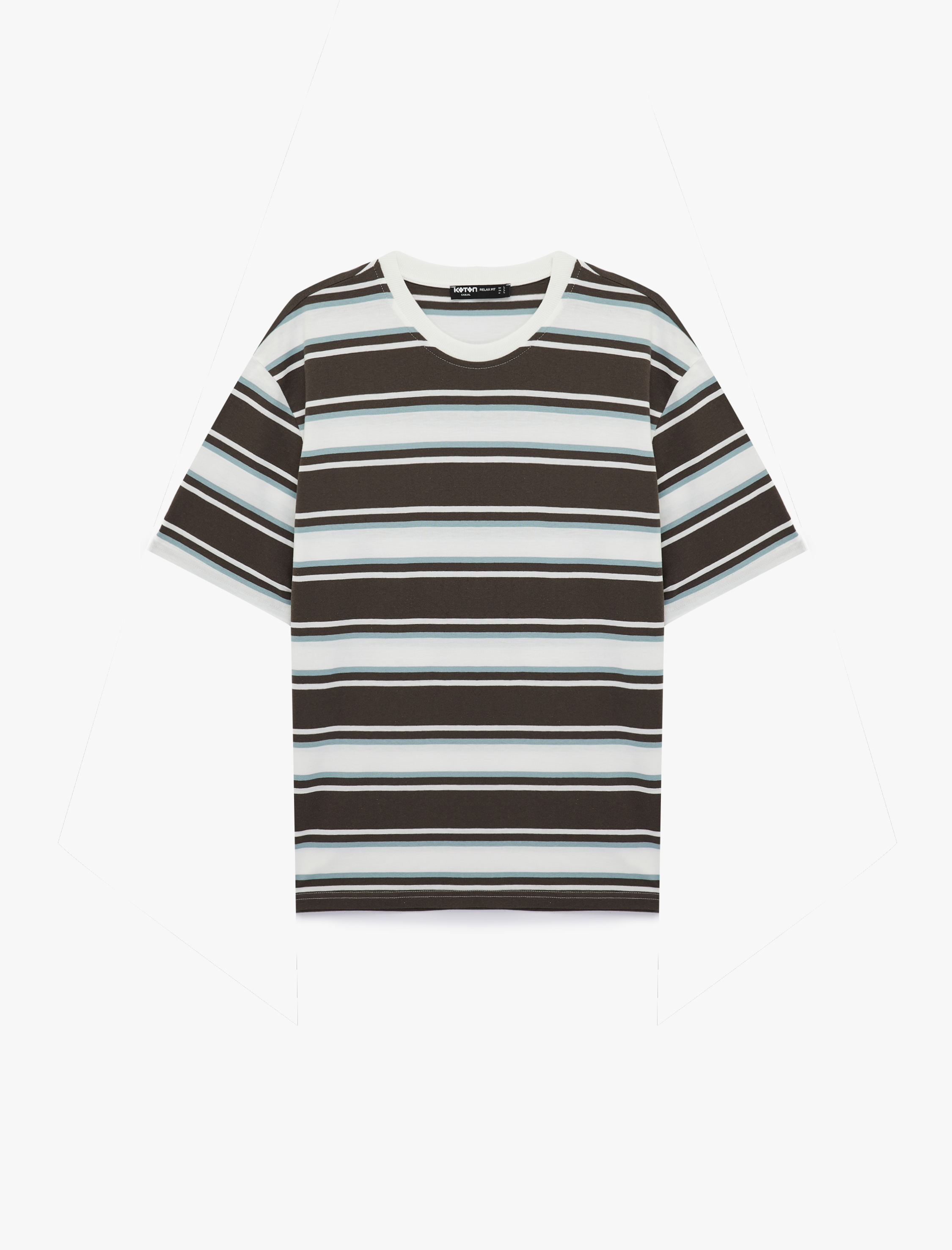   Oversize Kısa Kollu Bisiklet Yaka Çizgili Tişört