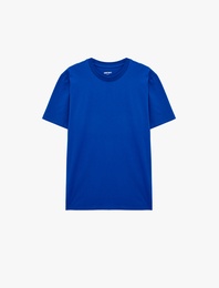 Regular Fit Kısa Kollu Pamuklu Bisiklet Yaka Basic Spor Tişört