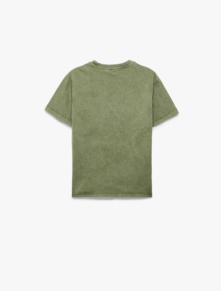 Erkek Çocuk Pamuklu Kısa Kollu Bisiklet Yaka Baskılı Oversize Tişört