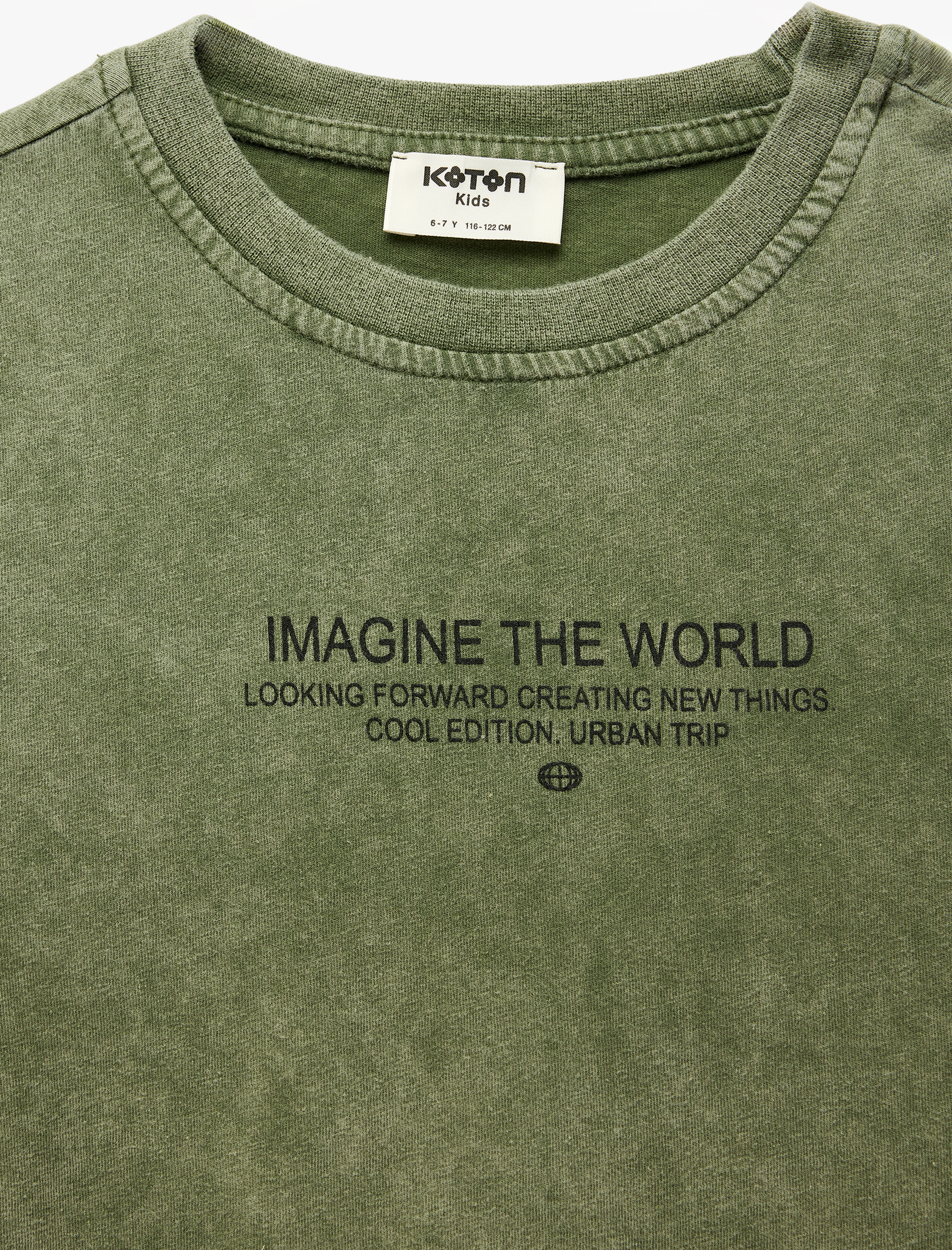  Erkek Çocuk Pamuklu Kısa Kollu Bisiklet Yaka Baskılı Oversize Tişört