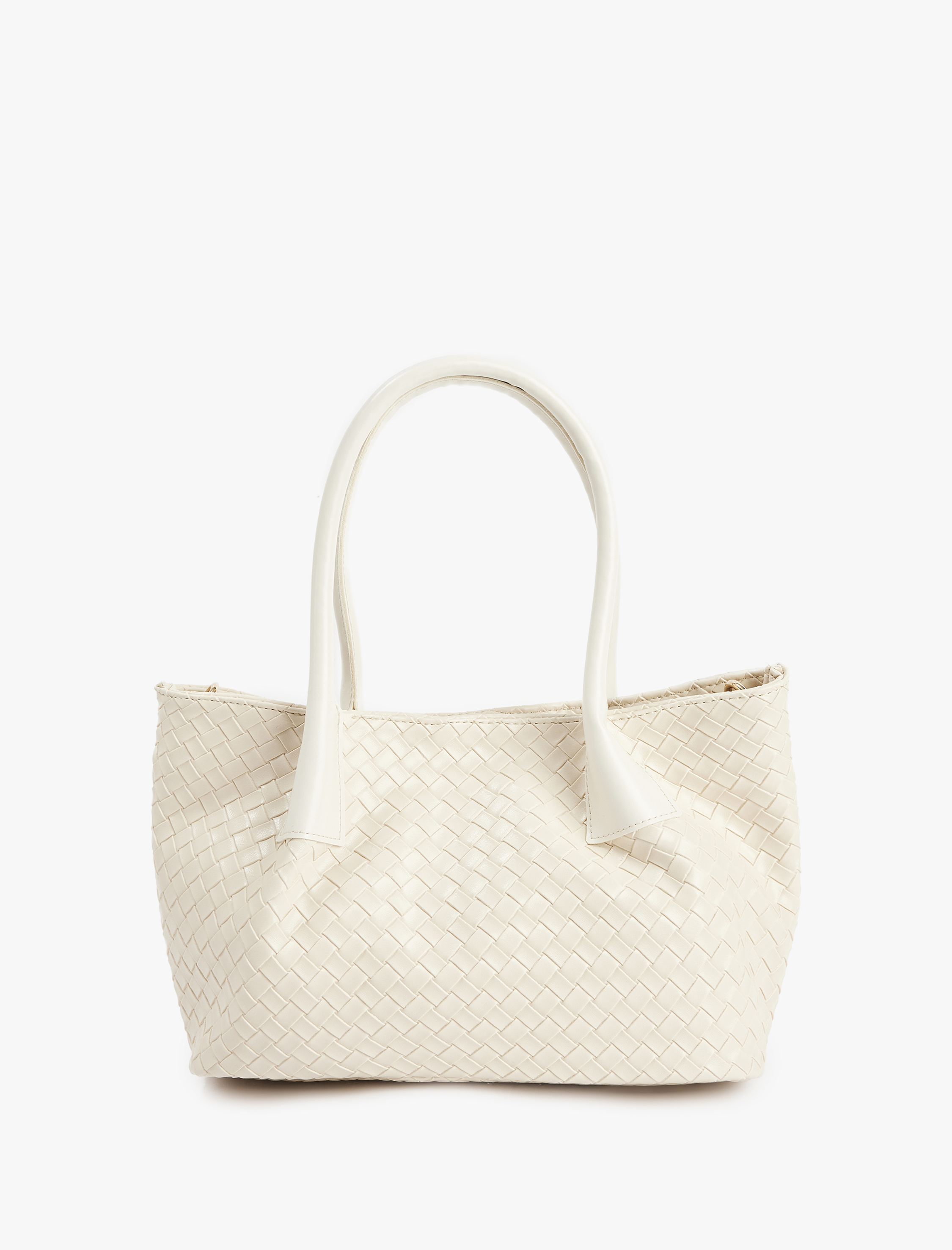  Kadın Örgü Desenli Suni Deri Saplı Askılı El ve Omuz Çantası