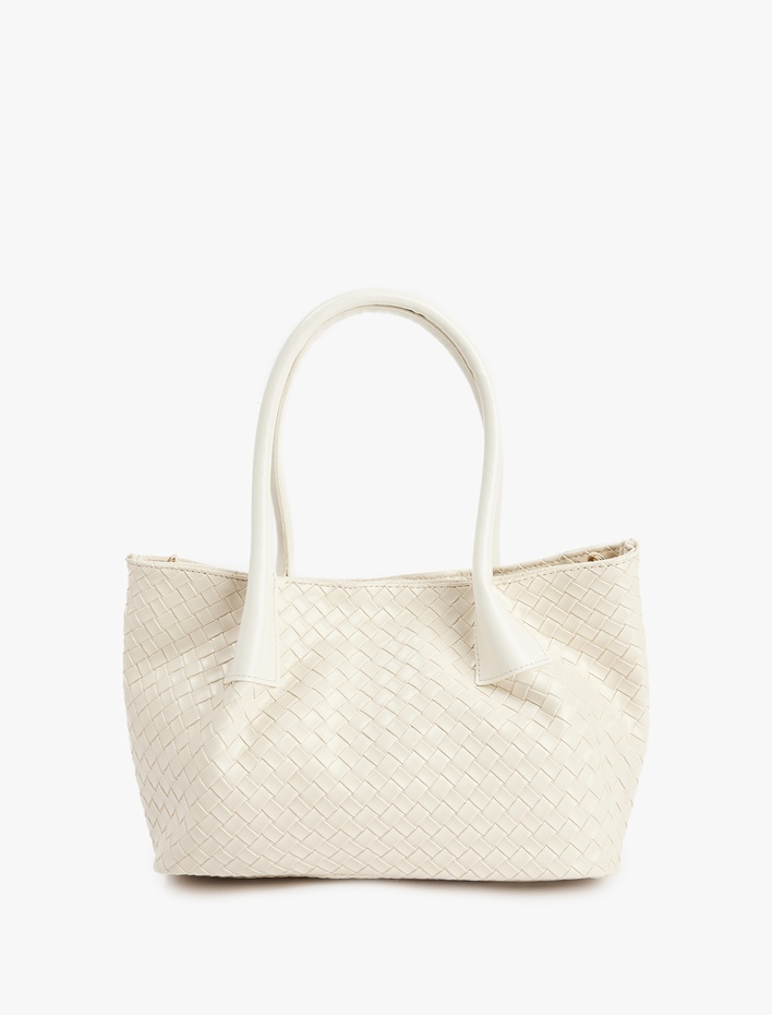 Kadın Örgü Desenli Suni Deri Saplı Askılı El ve Omuz Çantası