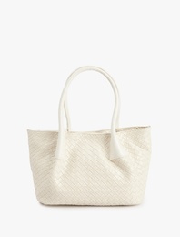 Örgü Desenli Suni Deri Saplı Askılı El ve Omuz Çantası