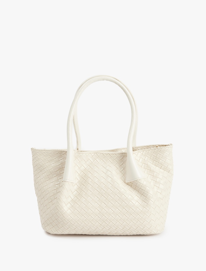 Kadın Örgü Desenli Suni Deri Saplı Askılı El ve Omuz Çantası