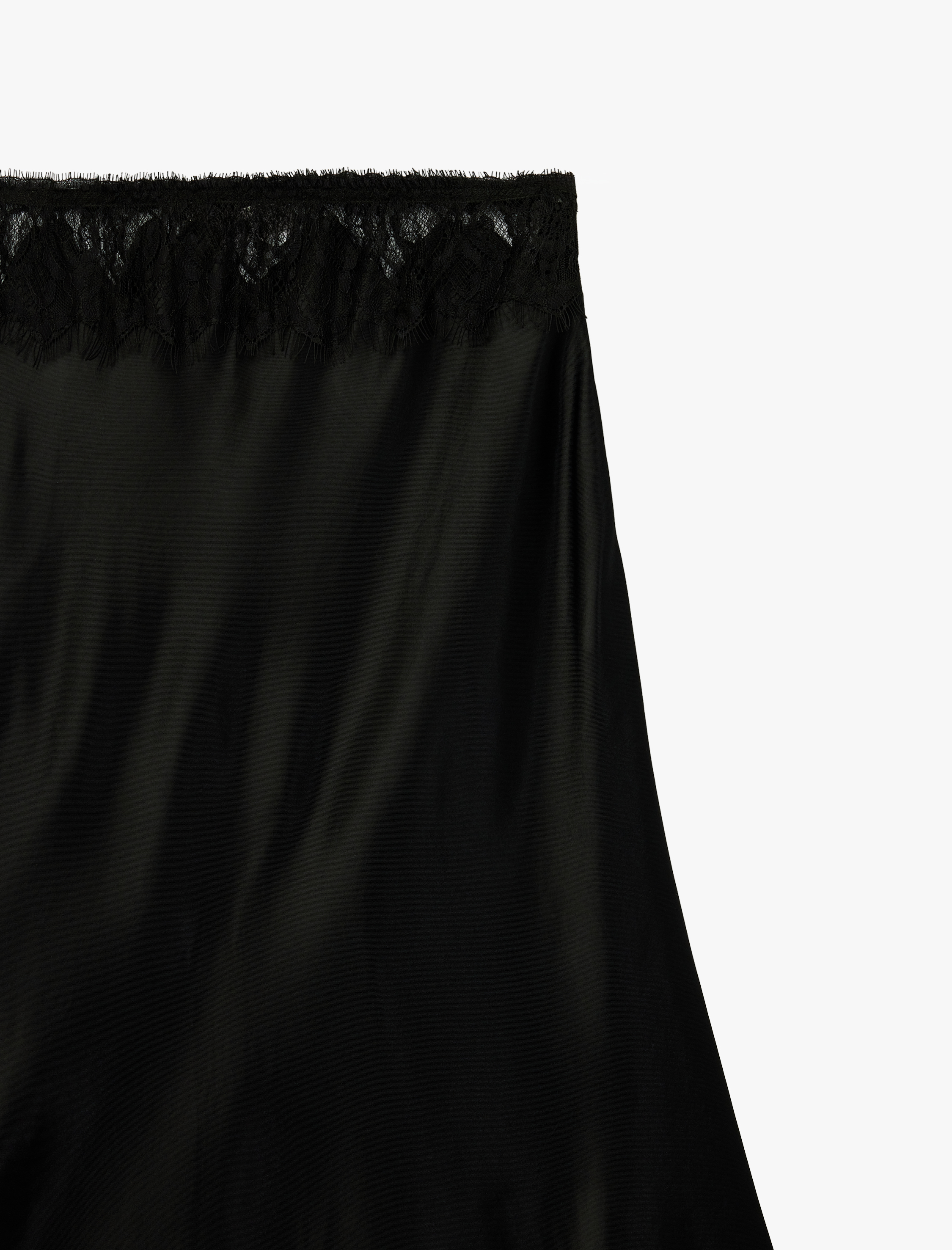   Dantel Detaylı Viskon Saten Midi Etek