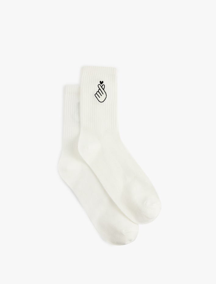 Kadın Kalp İşlemeli Soket Tenis Çorap