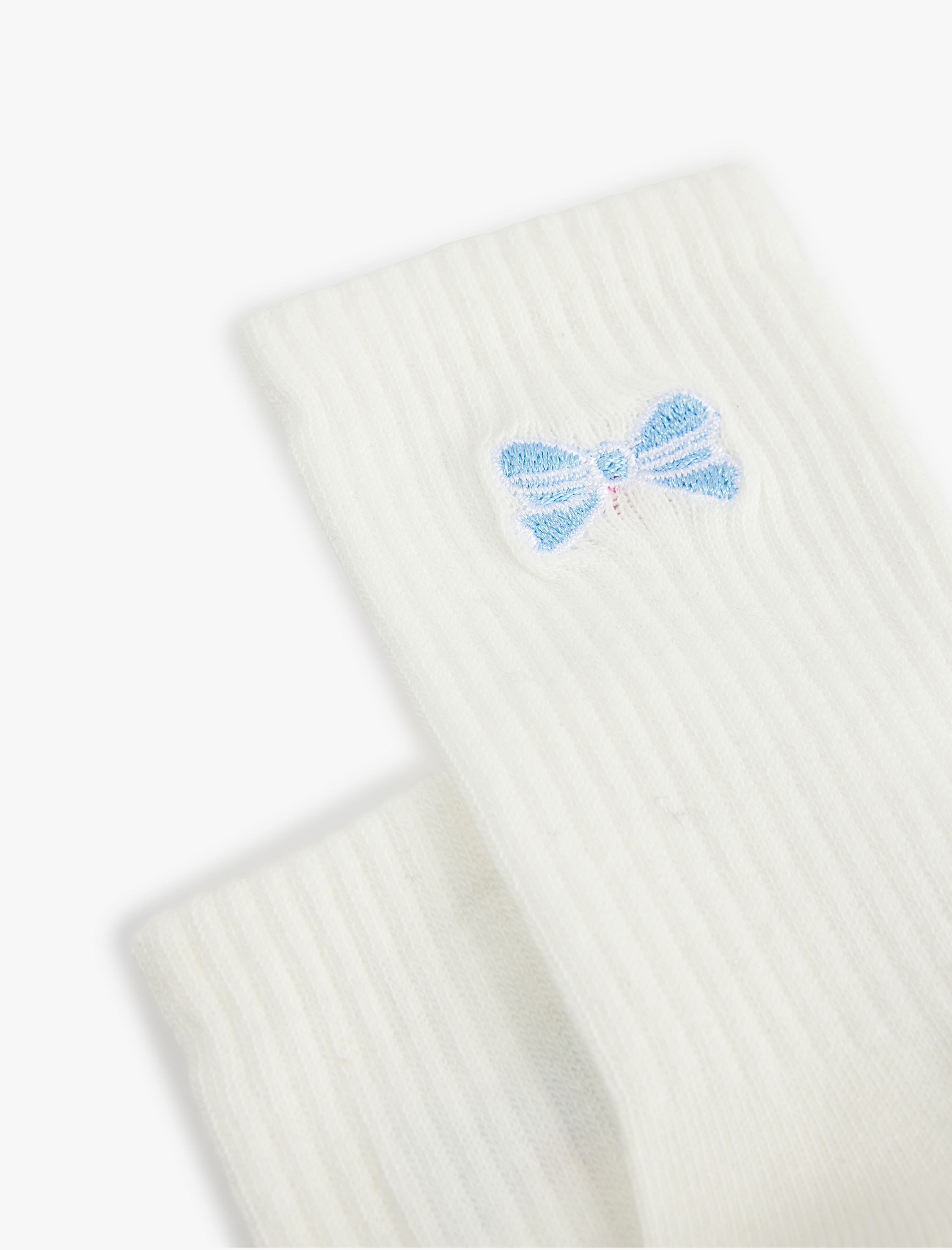  Kız Çocuk Fiyonk İşlemeli Pamuklu Soket Tenis Çorap