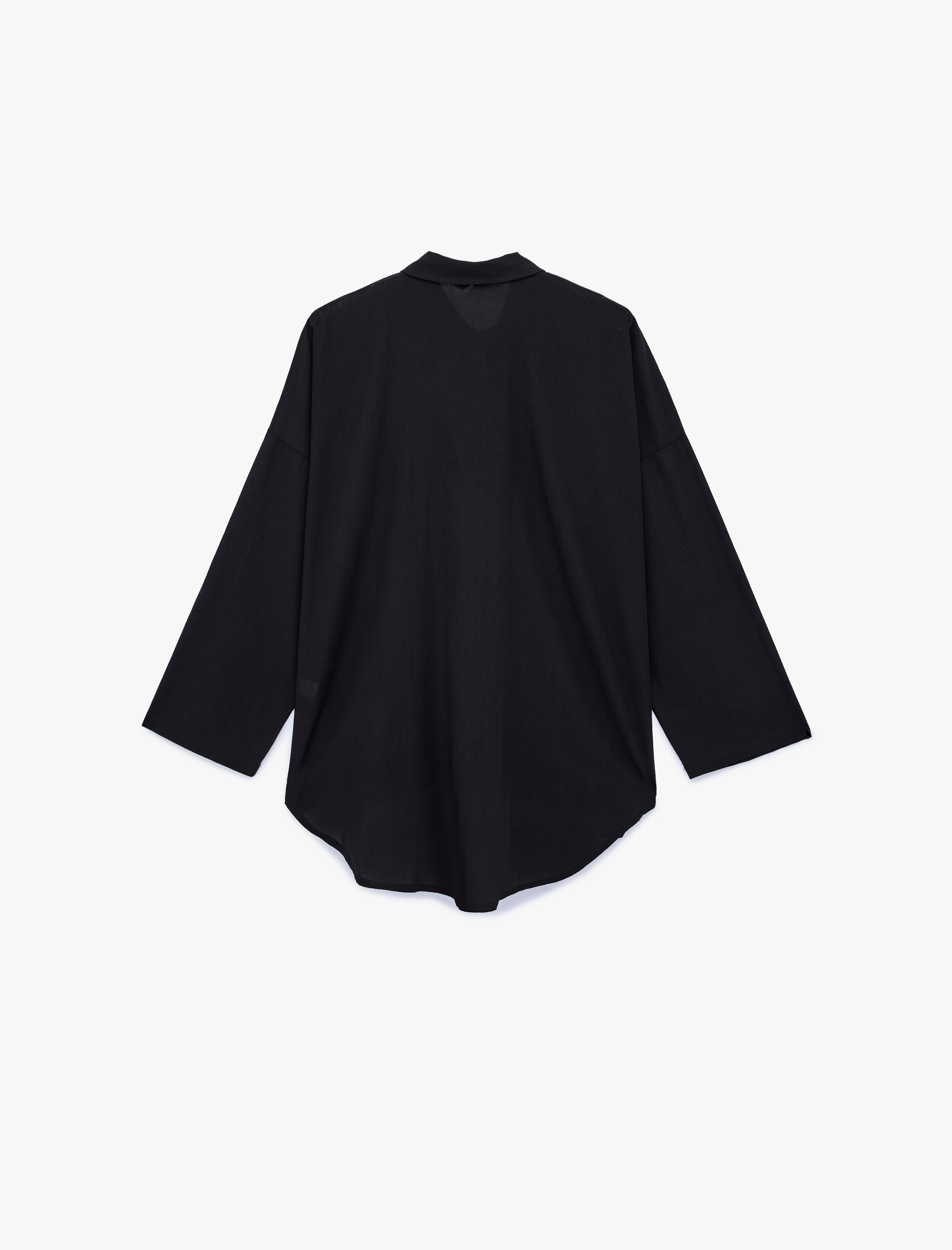   Rahat Kalıp Pamuklu Uzun Kollu Gömlek Plaj Elbisesi