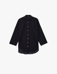 Rahat Kalıp Pamuklu Uzun Kollu Gömlek Plaj Elbisesi