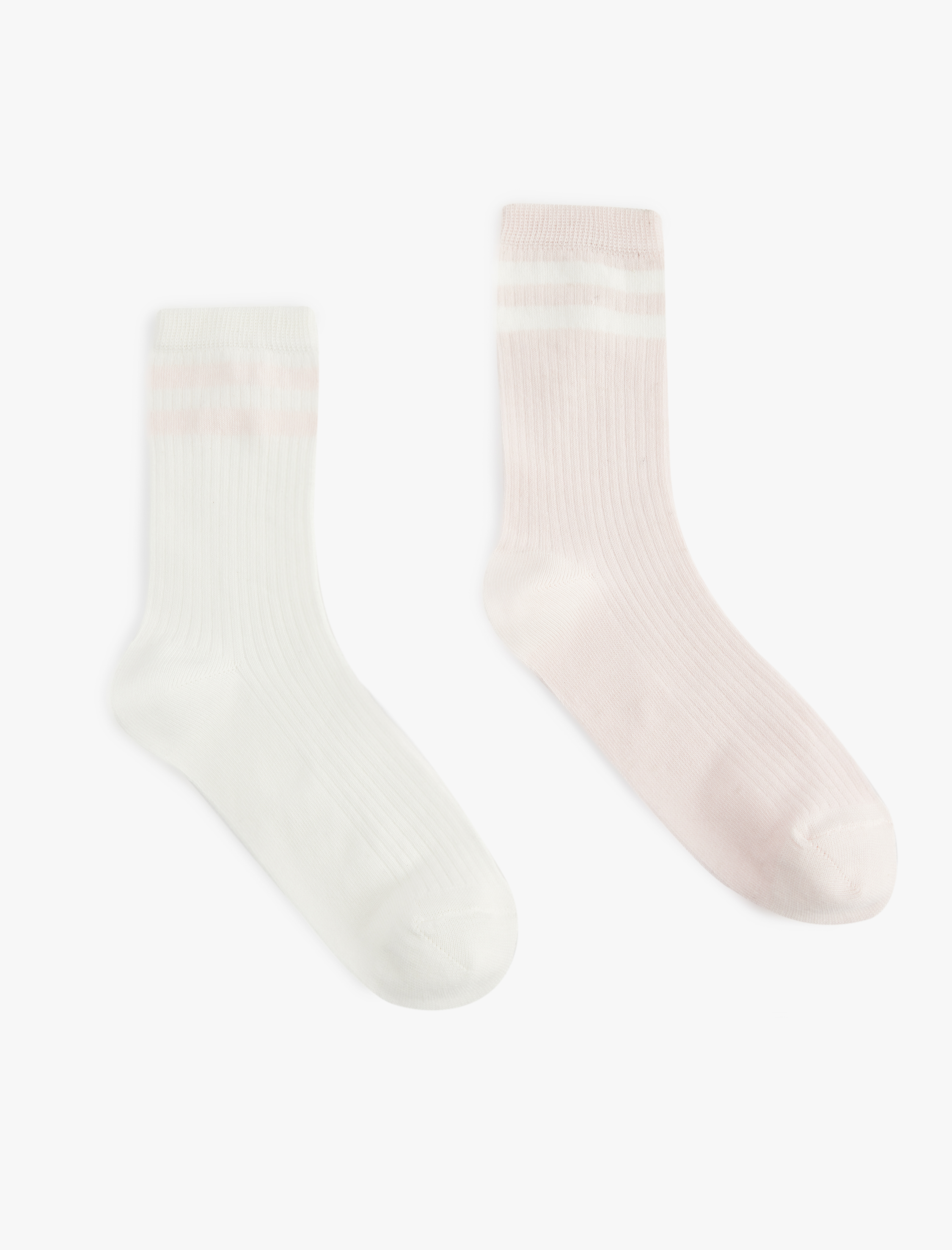  Kadın Çizgili 2'li Pamuklu Soket Çorap Seti