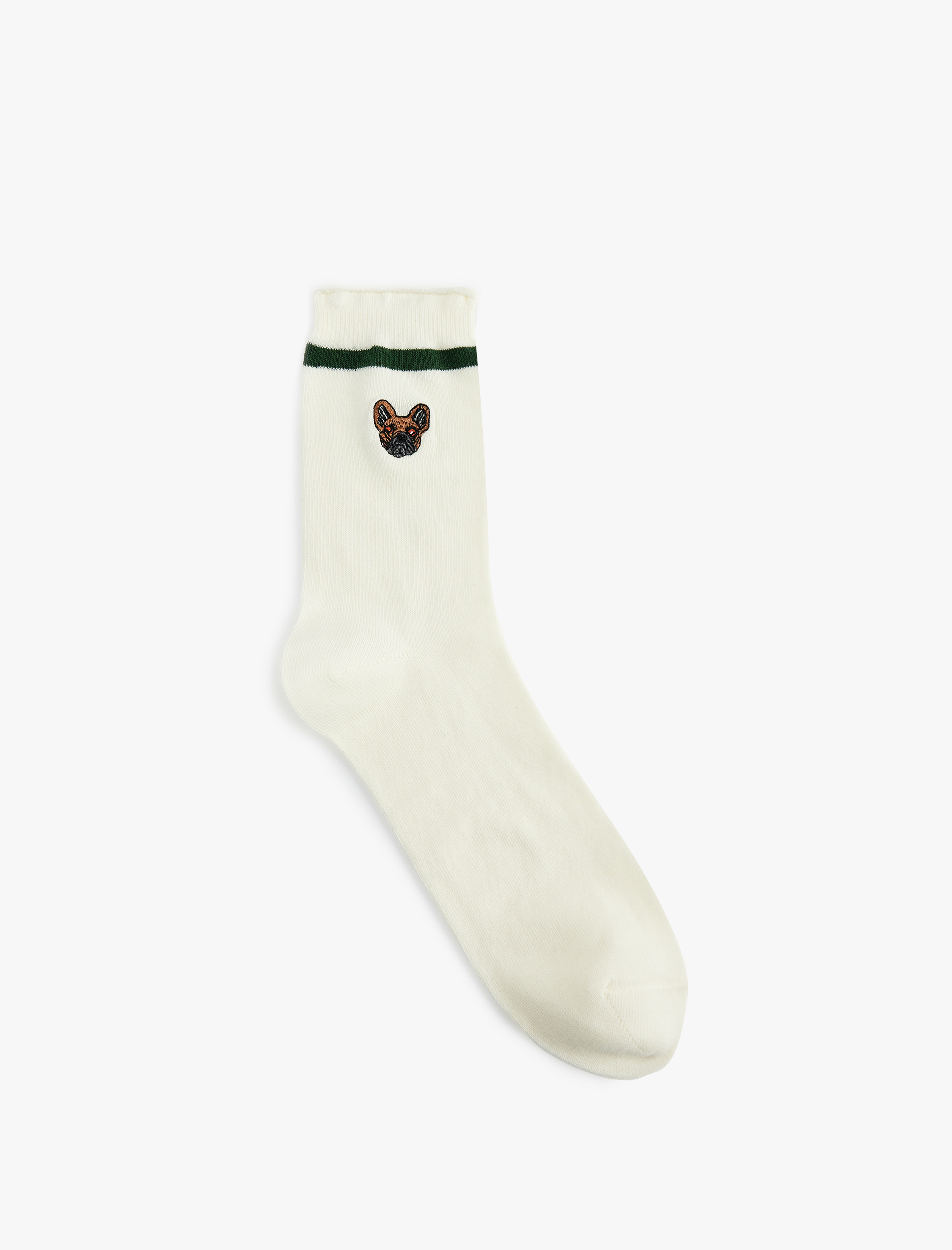  Kadın Köpek İşlemeli Pamuklu Soket Çorap