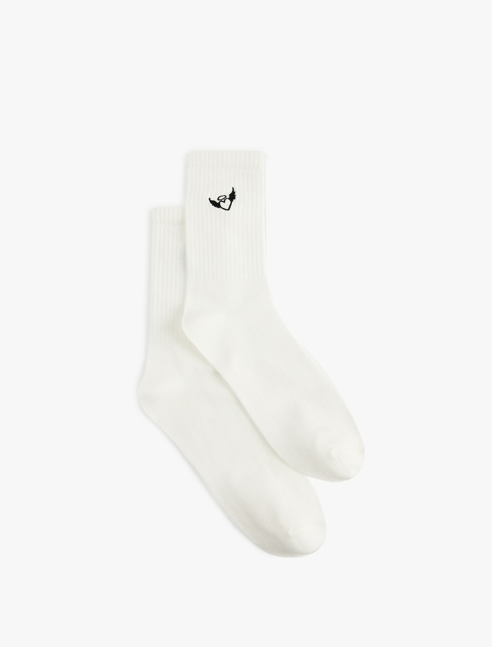 Kadın Kalp İşlemeli Soket Tenis Çorap