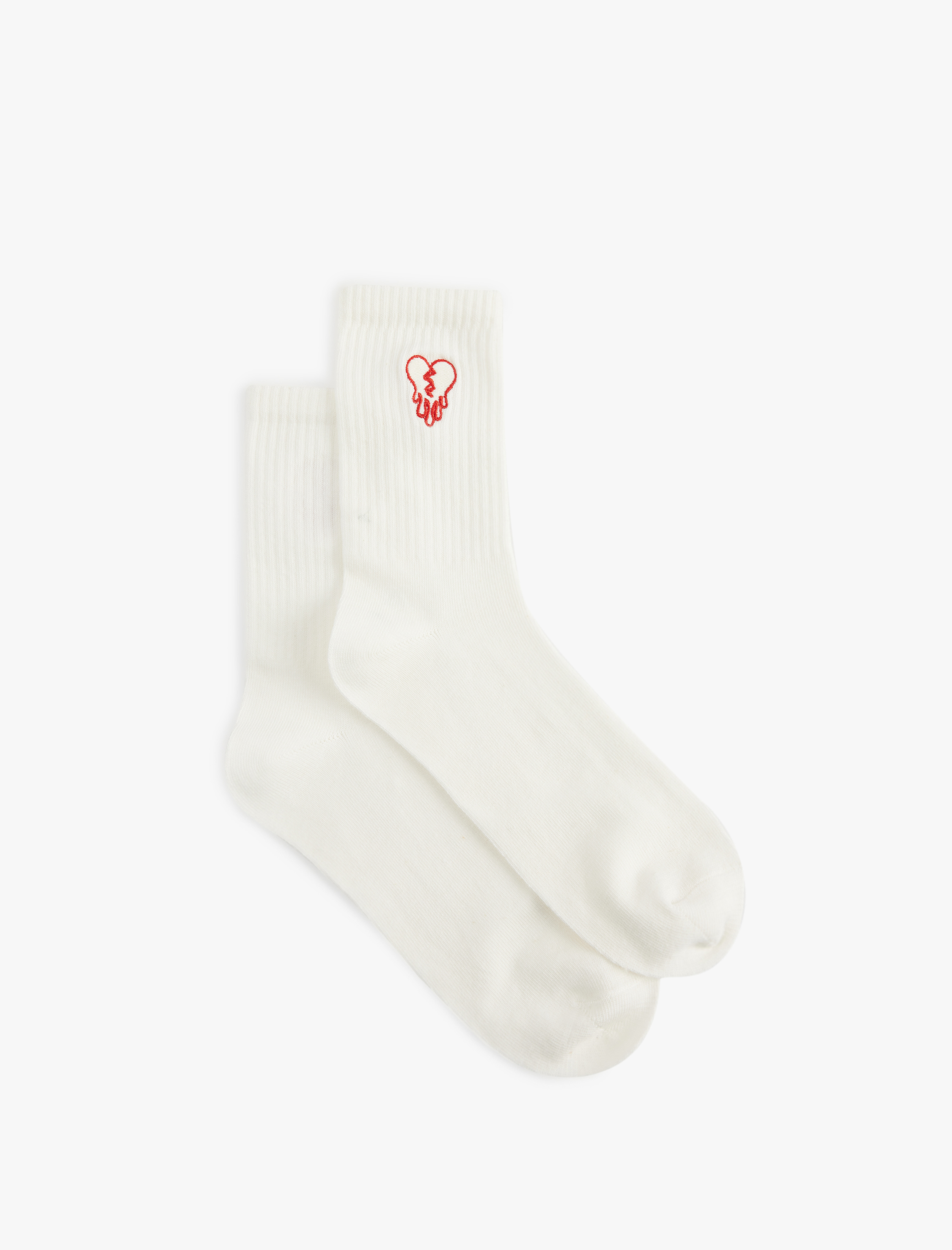  Kadın Soket Kalp İşlemeli Tenis Çorap