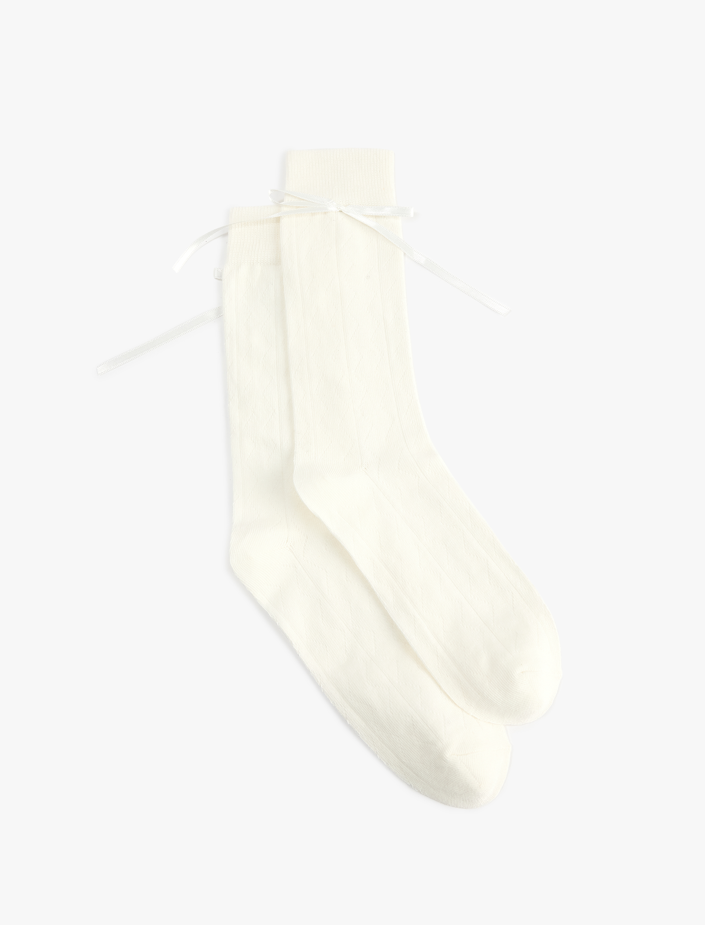  Kadın Pamuklu Fiyonklu Soket Çorap