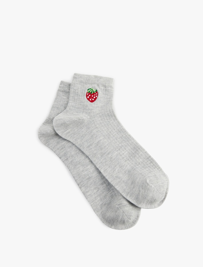 Kadın Çilek İşlemeli Soket Çorap