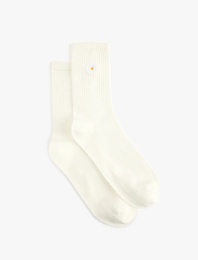 Papatya işlemeli Soket Çorap