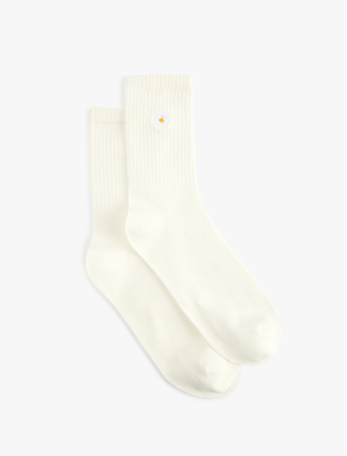 Kadın Papatya işlemeli Soket Çorap